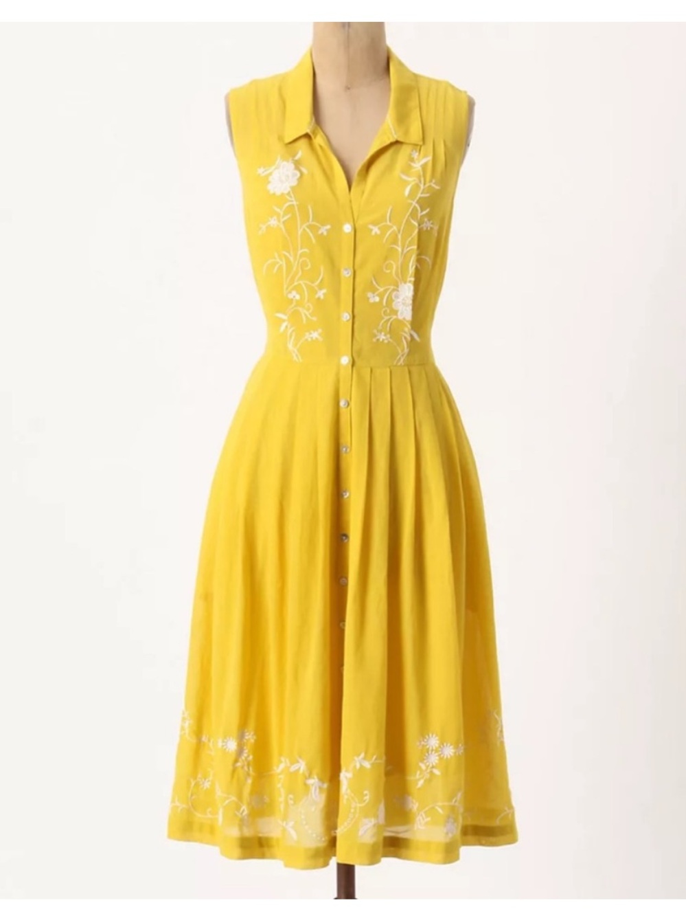 Anthropologie Moulinette Soeurs Spiraea Embroidered Retro Cotton Shirt Dress